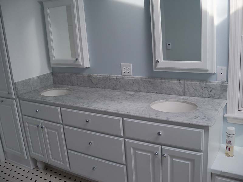 Bianco Carrara or Italian White Marble over white cabinets!