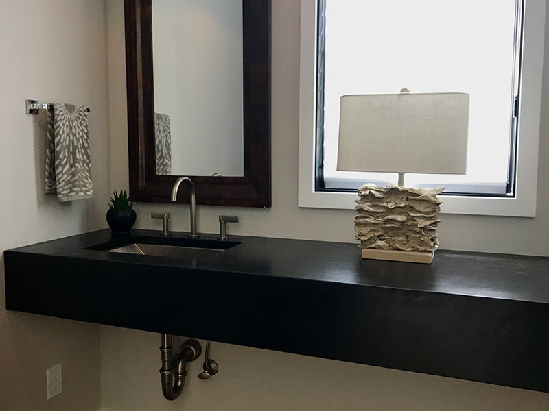 Oiled Black Soapstone bathroom counter.