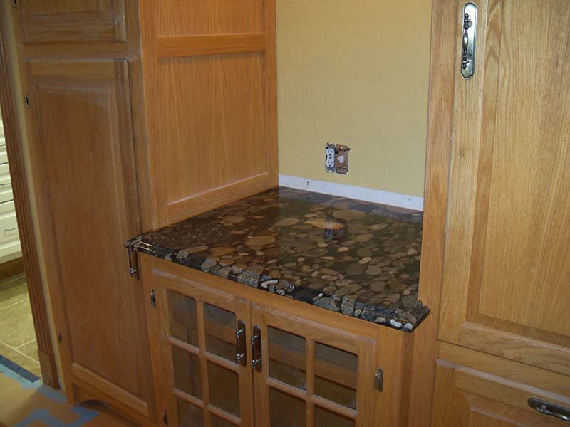 Black Marinace Granite counter top on mini counter.