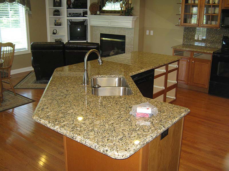 Juperana Gold Granite kitchen island.